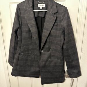 Calvin Klein Gray Plaid Blazer